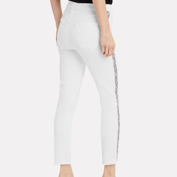 JBRAND ALANA SNAKESKIN STRIPE JEANS IN WHITE Size 26 - Picture 2 of 4